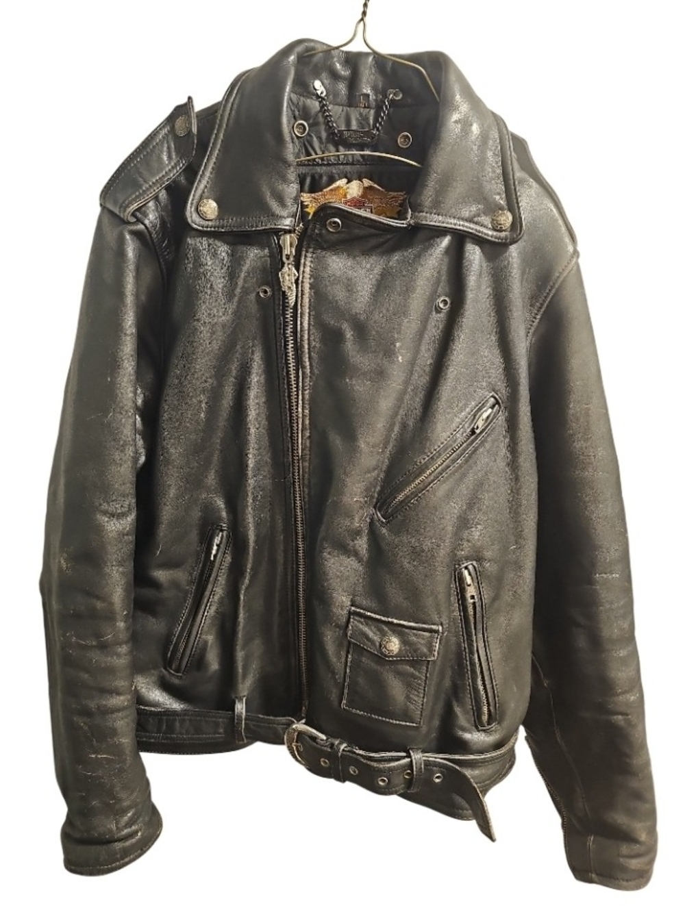 Black Leather Biker Jacket Harley Davidson